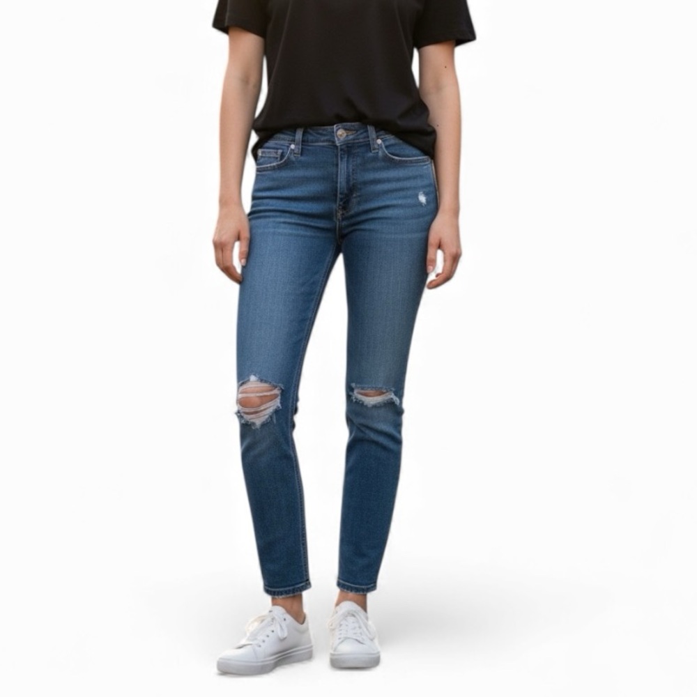Adriano Goldschmied Womens Ex-Boyfriend Slim Distressed Denim Crop Jeans 26R